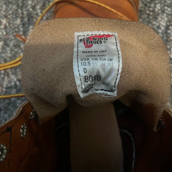 Red Wing Shoes Chestnut Leather Moc Toe Work Boots with Yellow Laces - Picture 7 of 7